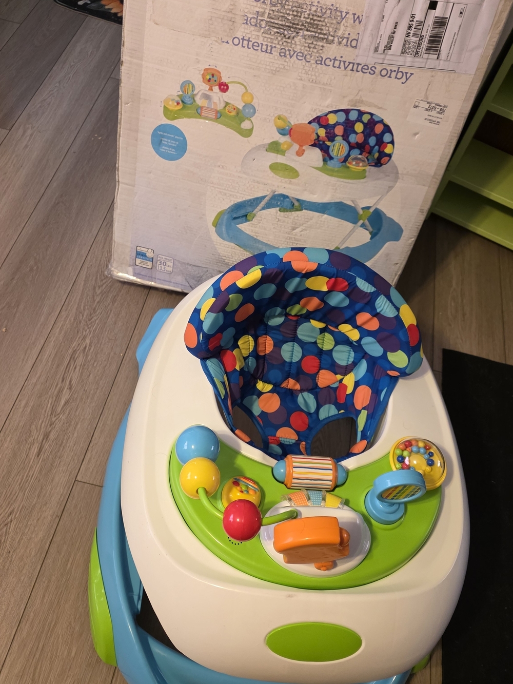 Multi-Color Polka Dot Baby Activity Walker with Interactive Toys
